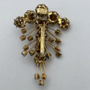 Vintage Karu Arke Women's Crystal Gold Tone Multi-Color Rhinestones Brooch Pin